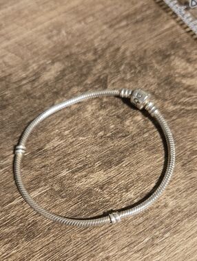Authentic Pandora Moments Barrel Clasp Snake Chain Bracelet 8" / Sz 21 Sterling